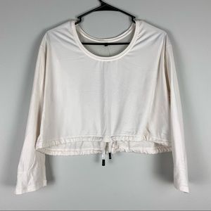 Ptula | White Long Sleeve Lightweight Crop Top Relaxed Fit XXS‎